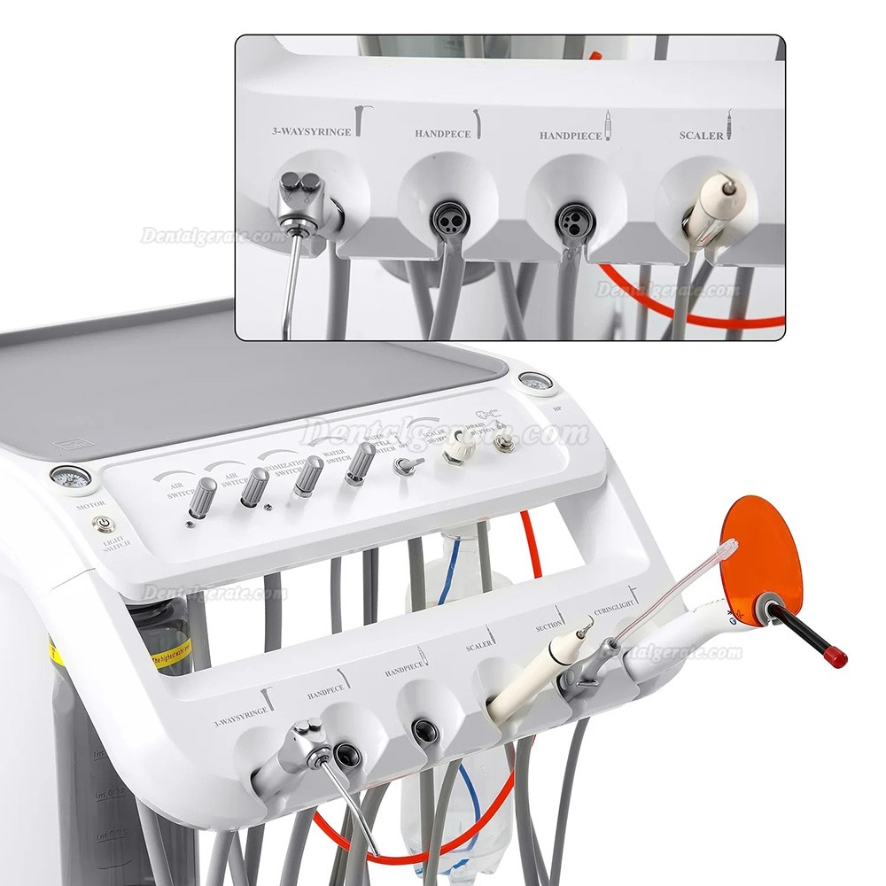 Mobile Dentaleinheit mit Zahnarztlampe, Kompressor, Scaler und Aush&auml;rtungslampe